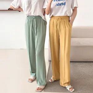 [남녀공용] 샤인 핀턱 일자 와이드팬츠 6color / 밴딩 슬랙스 빅사이즈 제작 M~4XL / 파스텔바지 남성, 여성