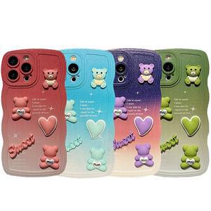 갤럭시 물결케이스 s24 s23 s22 s21 플러스 울트라 귀여운 곰돌이 하트 레진 데코덴 젤리 케이스