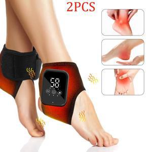 2PCS 전기 발목 마사지기 온열 랩 진동 지지대 관절 염좌 보호