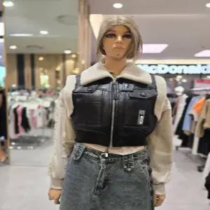 [에고이스트] 밑단 블루종 숏 인조 무스탕 조끼  ER4MV-460