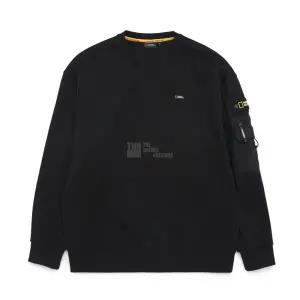 [내셔널지오그래픽] N231MSW070 세미 오버핏 소매 포켓 맨투맨 티셔츠 CARBON BLACK