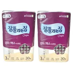 잘풀리는집 맥스 3겹 소프트 화장지 30M x 30롤 x 2팩