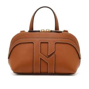 [헤지스](대구신세계)[H20] 브라운 H패치 소가죽 미니토트 크로스백 HIWA6E570W2