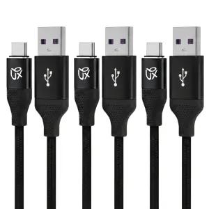 언박싱 브랙스 패브릭 USB-C타입 고속충전케이블, 블랙 [3개입]