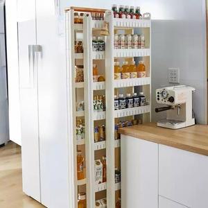 좁은수납장 10cm 초슬림 틈새 선반 월넛높이 3단 폭10cm가로45cm높이73cm