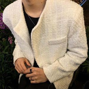 남자 트위드재킷 아우터 화이트블레이저 자켓 카라 남친룩