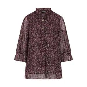 [크로커다일레이디] 크로커다일레이디 플라워 패턴 하프넥 시스루 블라우스CLCFBL101