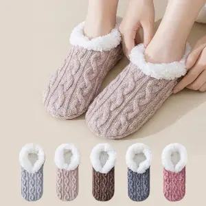 [1+1] 포실니트 양털 덧신 미끄럼방지 방한 실내화겸용 컬러5종
