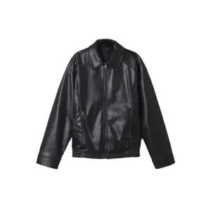 스파오자켓 블루종 가을아우터 남자가죽자켓 신세틱레더 블랙