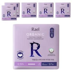라엘 유기농 냄새걱정없는 흡수력 순면커버 입는 오버나이트 중형 8개입 6개