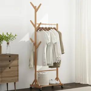 대나무 우드 나무 옷장 드레스룸 옷걸이 행거 심플형