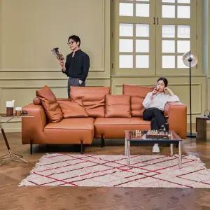 [상품권2만증정][다우닝] 포네 3.5인 오픈코너 모듈 전체 내추럴가죽 소파