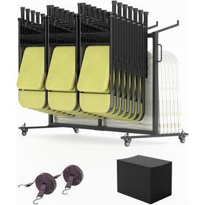 바퀴가 달린 튼튼한 접이식 의자 랙 u2013 카트는 42 또는 12 테이블을 수용 있으며 실내 실외용 보관 랙에