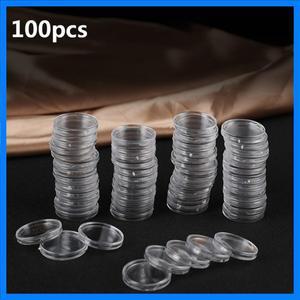 100pcs ID 16MM 투명 플라스틱 동전 홀더 동전 수집 상자 케이스 동전 저장 캡슐 보호 상자 컨테이너
