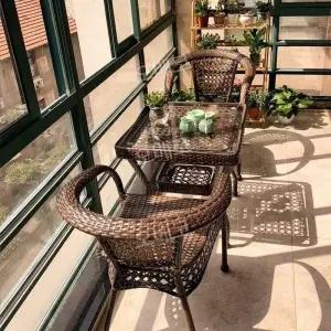 발코니테이블세트 카페탁자 커피숍 2인용 방수 등받이체어