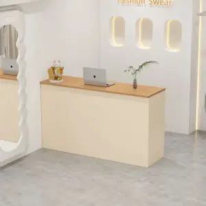 인포메이션 카운터테이블 식당 병원 상가 안내데스크 우드그레인 크림 60x40x90cm