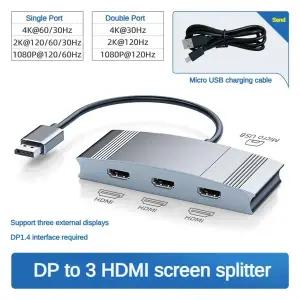 4K DisplayPort to HDMI 분배기 1입력 3출력 4K60Hz 2K120Hz DP HDMI 컨버터 MST SST 허브 1 DP to 3 포트