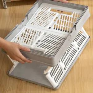 실내정리수납함 다용도 폴딩 바구니 화이트 그레이 도바구니 접이식 휴대용 장바구니 캠핑 바스켓