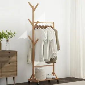 대나무 우드 나무 옷장 드레스룸 옷걸이 행거 심플형