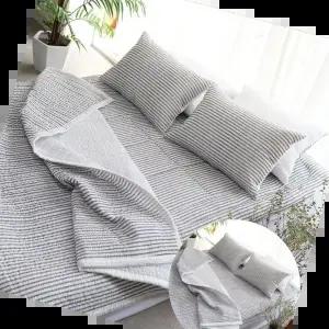 극세사이불 더크린 아리엘 시어서커 누빔이불베개세트 SS그레이