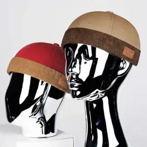 와치캡 하라주쿠 일본풍 쉐프모자 카페모자 숏비니 가죽패치 짧은챙 와치캡