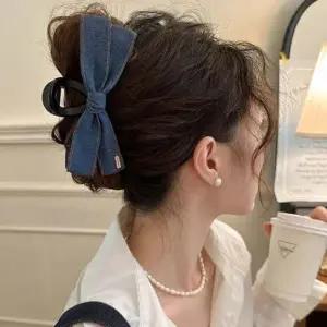 집게핀 여성 청청패션 코디아이템 데님 리본 포인트 헤어 액세서리 패션 포인트 집게핀