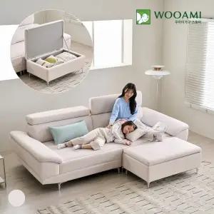 우아미가구 서온 4인용 패브릭 황토볼 온열 온도조절 흙소파+스툴