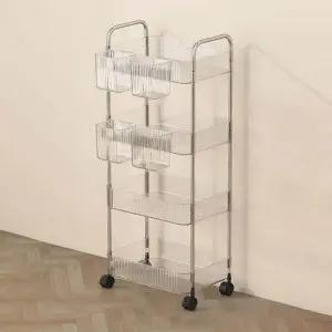 이동식 투명 아크릴 트롤리 선반 정리대 수납장 틈새