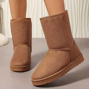 [하프클럽/]퍼 안감 겨울철 여성 부츠 스웨이드 방한화 미들부츠