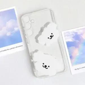 (선택 투명)17 프로맥스(iPhone17 ProMax) 하얀 강아지 실리콘 젤리 케이스