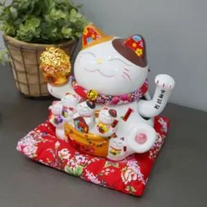 8014 손흔드는 재물 복 고양이 마네키네코 (대)인테리어장식 인형 대형 도자기 소품 업소용