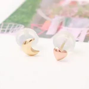 14K 금 달 하트 언발란스 골드 스터드 귀걸이 (WFKJQEH)