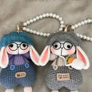 핸드메이드 인형키링 귀여운 토끼 완성품 코바늘뜨기