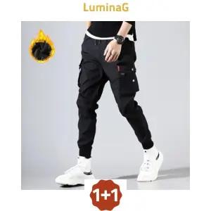 1+1 방한 팬츠 기모 털바지 허리 밴딩 조거 카고 IS-PA20