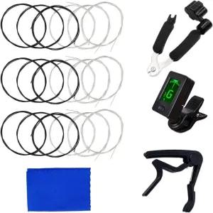 클래식 기타 줄 나일론 블랙 3 풀 세트 튜너 포함 in 1 레스트링 도구 카포 청소용 천