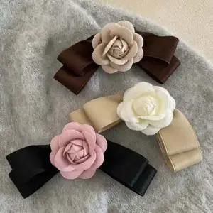 여성 3컬러 예쁜 꽃송이 리본 머리핀 집게핀