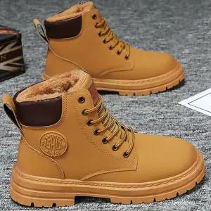 남성 베이지 털워커 방한 겨울신발 데일리룩 털신발