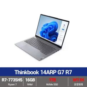 레노버 씽크북 노트북 14ARP G7 R7 U7 SSD1TB교체/16G/W11설치 무선마우스/패드 - KW