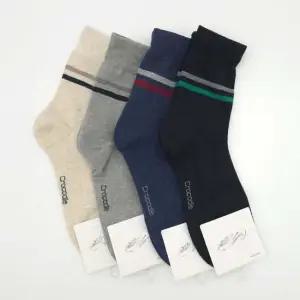 크로커다일 남성 배색두줄 중목양말 5켤레묶음 데일리 중목양말