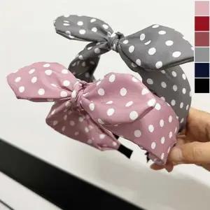 리본 넓은 도트 트렌드 머리띠 1P 데일리 포인트 헤어