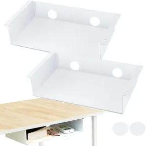 야오콤 2팩 13인치 책상 밑 걸이 선반 무음 펠트 시트가 있는 카본 스틸 수납 트레이 사무실 홈