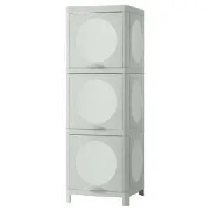 IVOSJON 이뵈셴 도어수납장 33x34x99cm/3단서랍장/플라스틱서랍/욕실수납장/수건