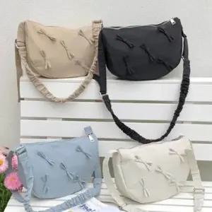 여성 다용도가방 가벼운 데일리 곱창끈 리본 크로스백 미니백 데일리백 가벼운