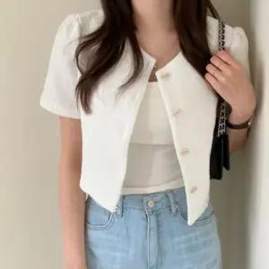 [keepick_킵픽] 여성 정장 여름 반팔 크롭 데일리 아우터 트위드 자켓