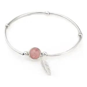 925 실버 로즈쿼츠 원석 볼 스트링 밴딩 은 팔찌 WFK2KMF