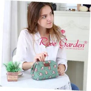 로즈가든 프레임파우치 여행용 화장품 지갑 가방 꽃무늬 프린팅 수납 파우치 휴대용