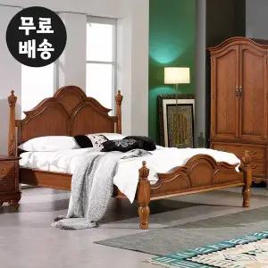 [벤티스가구]몬테 엔틱 마호가니 원목 침대프레임 안방 부부 튼튼한 명품 고급 퀸사이즈(Q)