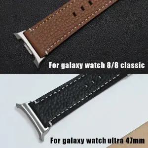 삼성 갤럭시 워치 8 40mm 44mm 8 클래식 마그네틱 시계줄 가죽 스트랩 갤럭시 워치 울트라 47mm 팔찌용