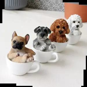 테이블장식 미니어처 컵강아지 장식인형 테이블 선반 소 ver2 1P