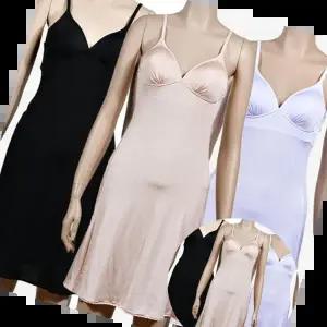 슬립원피스 (린다)쿨인견 무지 캡일체형 끈조절 롱 원피스 슬립